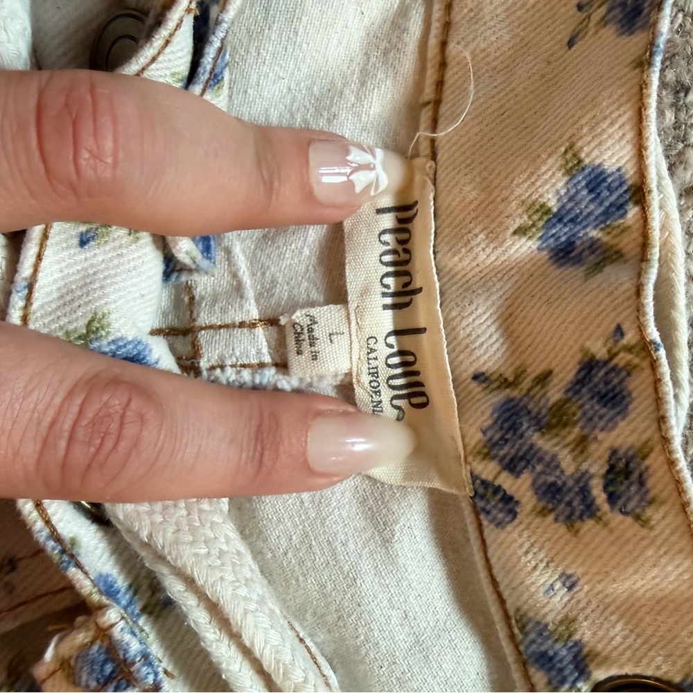 Floral Barrel Jeans in Cream and Blue - Picture 8 of 8